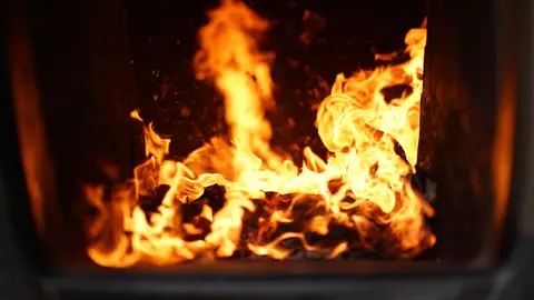 Burning Wood in Furnace