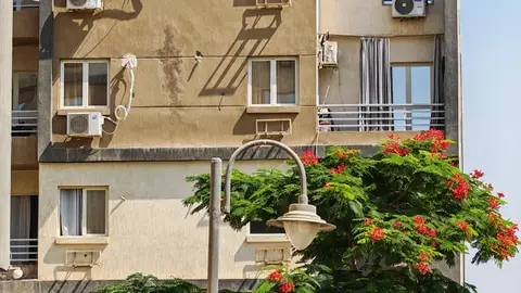 Urban Building Facade with Air Conditioning Units