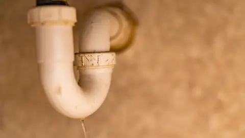 Leaking PVC Pipe Under Sink - P Trap (52842956605)
