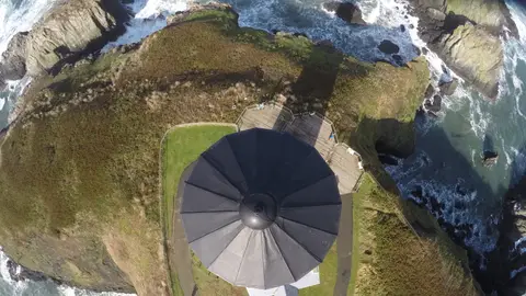 Drone inspection of Yaquina Head Lighthouse - overhead