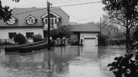 Suburban Flooding Surrounding Residential House