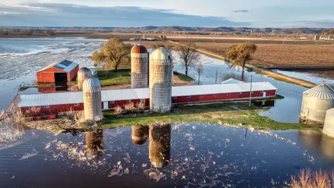 Long Barn and Farm Building Flooded
