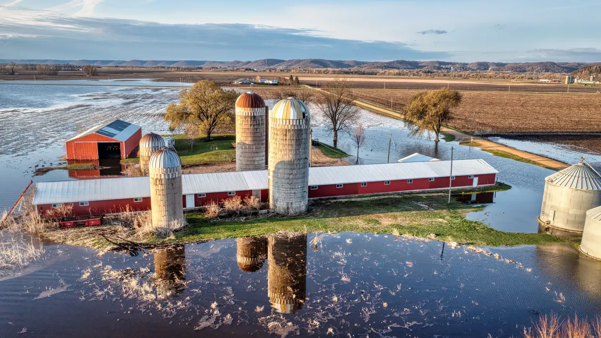 Long Barn and Farm Building Flooded